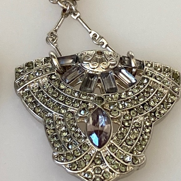 Earrings Drops Drops Rhinestones Design Vintage Art Deco - Picture 5 of 11